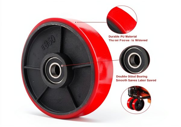 Pallet Jack Wheels VisHomeYard 7" x 2" PU Caster with 20mm Bearings-2
