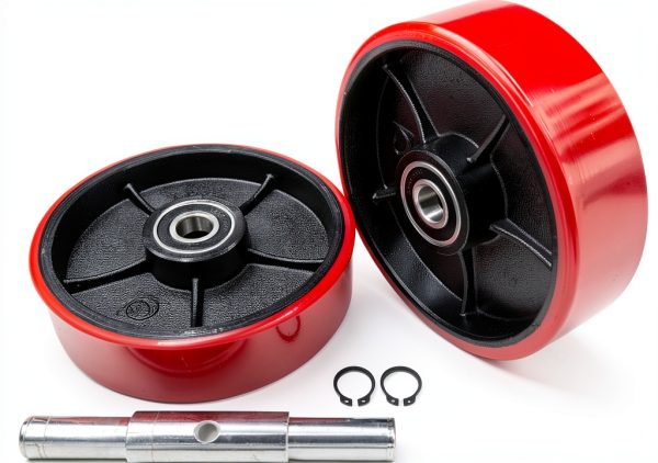 Pallet Jack Steering Wheels JackCraft 7x2" Poly Tread Red Bearings-3