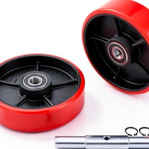 Pallet Jack Steering Wheels JackCraft 7x2" Poly Tread Red Bearings-0