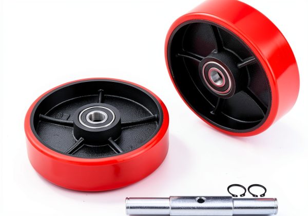 Pallet Jack Steering Wheels JackCraft 7x2" Poly Tread Red Bearings-0