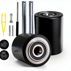 Pallet Jack Wheels Carbo Glide 3x3.75 Inch Poly Tread Black Full Set-0
