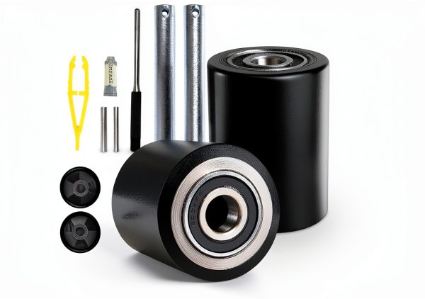 Pallet Jack Wheels Carbo Glide 3x3.75 Inch Poly Tread Black Full Set-0