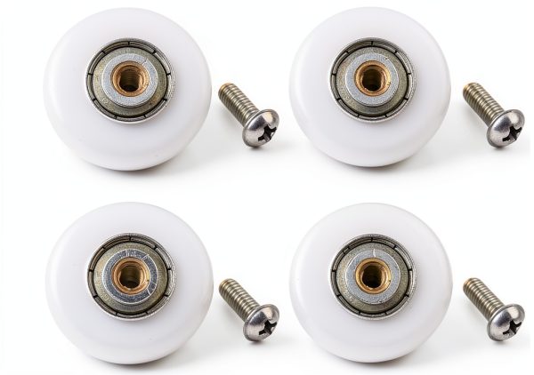 19mm Stainless Steel Shower Door Wheels 4pcs White Rollers YUANQIAN-0