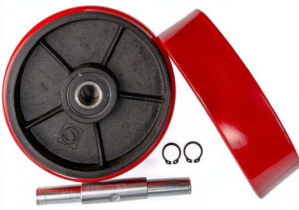 Pallet Jack Steering Wheels JackCraft 7x2" Poly Tread Red Bearings-4